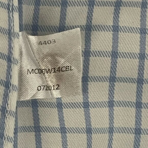 Peter Millar Mens Medium Blue Checkered Cotton Button-Down Shirt - Picture 8 of 11